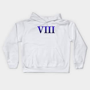 Blue Roman Numeral 8 VIII Kids Hoodie